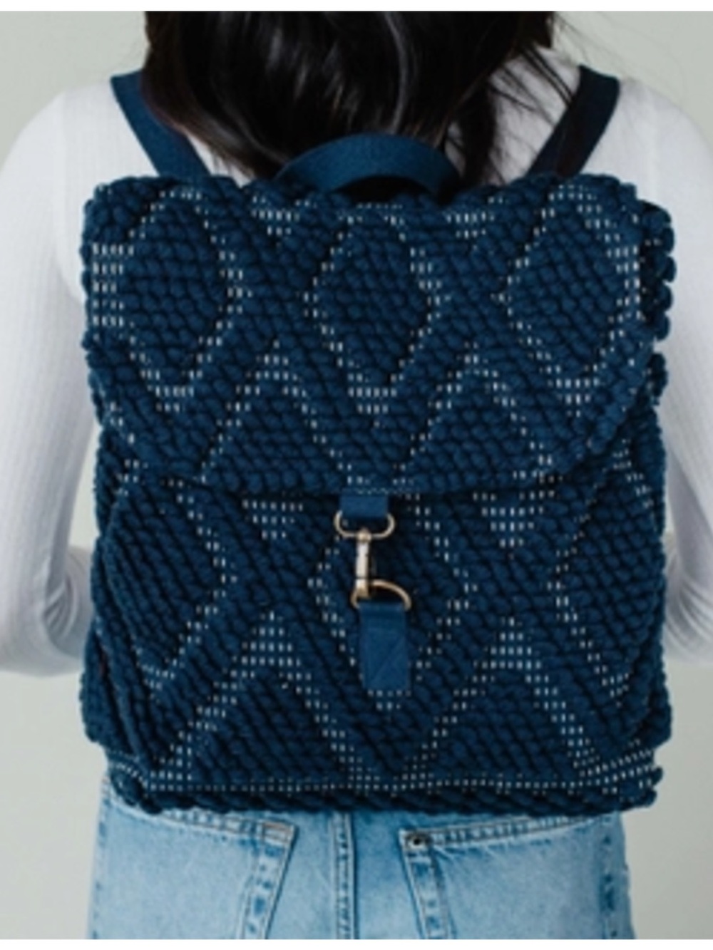 Panache Apparel Navy Diamond Pattern quilted Backpack - Picture 5 of 5